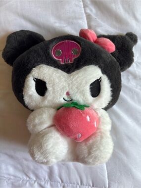 Sanrio Kuromi Plush - Black, White & Pink Strawberry